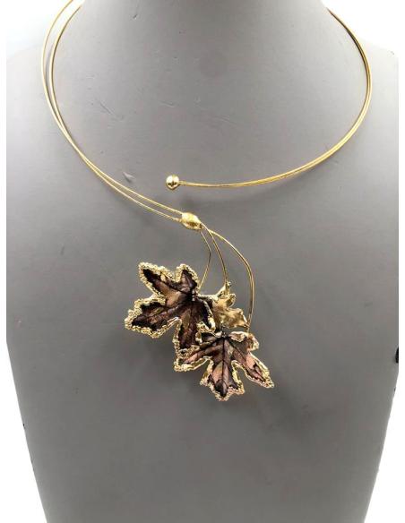 COLLARES MUJER ORO VIEJO HOJAS DE PARRA PRESERVADAS JOYERIA ARTESANAL