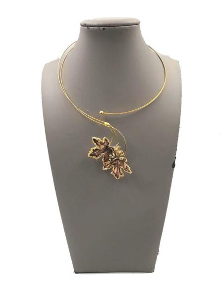 COLLARES MUJER ORO VIEJO HOJAS DE PARRA PRESERVADAS JOYERIA ARTESANAL