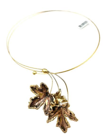 COLLARES MUJER ORO VIEJO HOJAS DE PARRA PRESERVADAS JOYERIA ARTESANAL