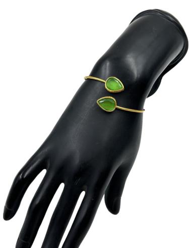 PULSERAS MUJER DORADAS Y VERDES ESMERALDA SENCILLEZ ELEGANTE