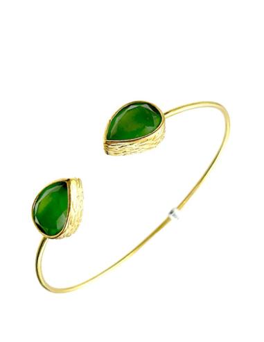 PULSERAS MUJER DORADAS Y VERDES ESMERALDA SENCILLEZ ELEGANTE