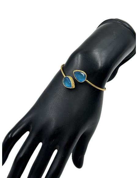 PULSERAS MUJER DORADAS Y TURQUESAS SENCILLEZ ELEGANTE