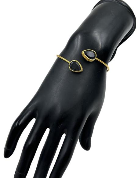PULSERAS MUJER DORADAS Y NEGRAS SENCILLEZ ELEGANTE