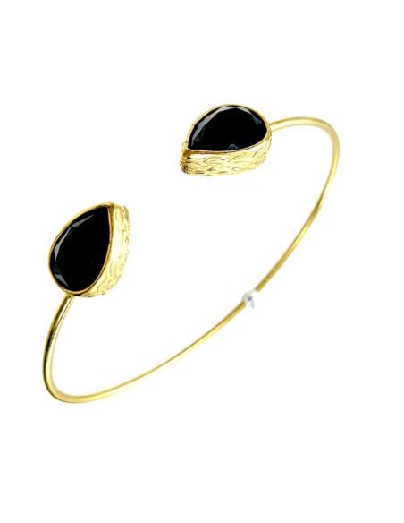 PULSERAS MUJER DORADAS Y NEGRAS SENCILLEZ ELEGANTE