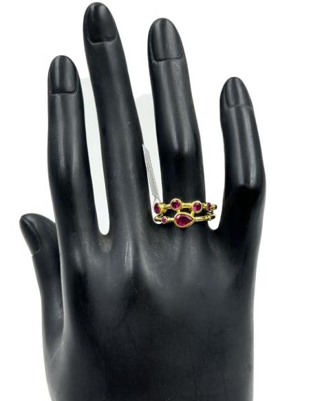 ANILLOS DORADOS Y FUCSIAS PARA MUJER CON PEDRERIA PARA BODAS