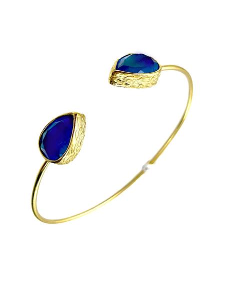 PULSERAS MUJER DORADAS Y AZULONAS SENCILLEZ ELEGANTE