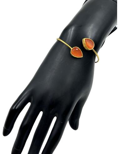 PULSERAS MUJER DORADAS Y NARANJAS ESTILO SENCILLO Y ELEGANTE