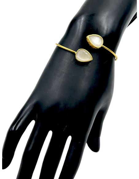 PULSERAS MUJER DORADAS Y BLANCAS ESTILO SENCILLO PERO ELEGANTE