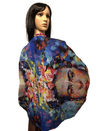 Pañuelos moda mujer, arte en bufandas, fulares, pashminas y chales  inspirados en Frida, buenos precios y de calidad, los mas bon