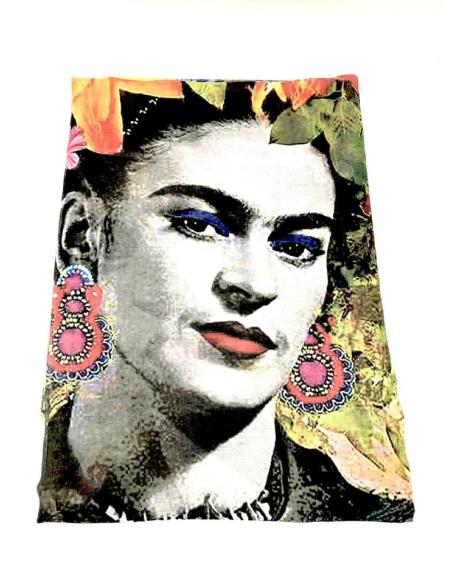 PAÑUELOS FINOS HOMENAJE A FRIDA PARA LLEVAR COMO FULAR O BUFANDA