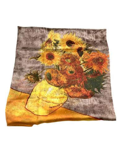 PAÑUELOS SEDA MARRONES Y ANARANJADOS ARTE Y MODA PARA MUJER