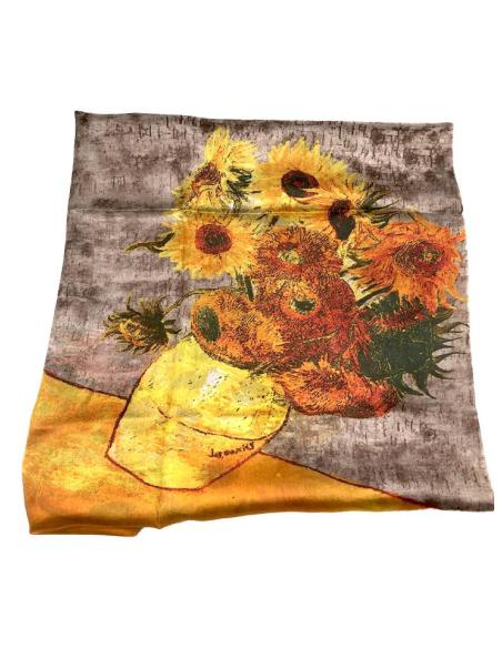 PAÑUELOS SEDA MARRONES Y ANARANJADOS ARTE Y MODA PARA MUJER