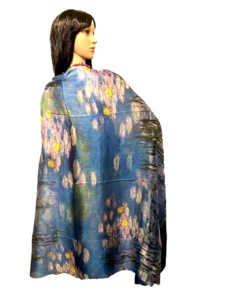 PAÑUELOS SEDA AZULES ELEGANTES Y BONITOS INSPIRACION NENUFAR