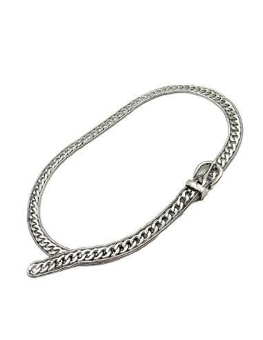 CINTURON ESLABON PLATEADO DISEÑO ELEGANTE PARA MUJER DE METAL