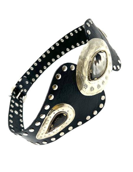 CINTURONES PIEL NEGRA PARA MUJER EXCLUSIVO DISEÑO CON TACHUELAS