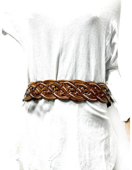 CINTURONES BOHEMIOS PIEL CUERO Y BLANCO ANCHOS PARA MAXIJERSEYS