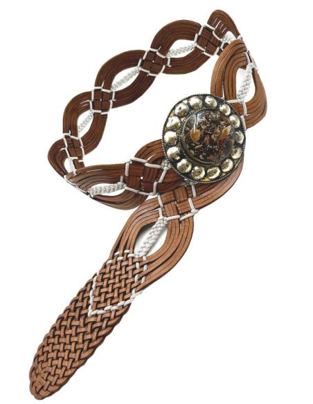 CINTURONES MUJER PIEL CUERO MARRON Y BLANCO ANCHOS PARA LA CADERA