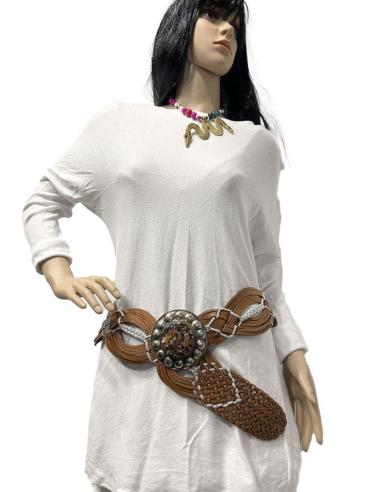 CINTURONES MUJER PIEL CUERO MARRON Y BLANCO ANCHOS PARA LA CADERA