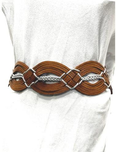 CINTURONES MUJER PIEL CUERO MARRON Y BLANCO ANCHOS PARA LA CADERA