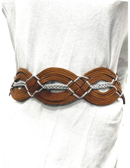 CINTURONES MUJER PIEL CUERO MARRON Y BLANCO ANCHOS PARA LA CADERA