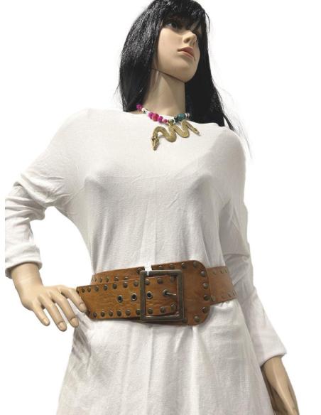 CINTURONES PIEL NEGROS ANCHOS CON TACHUELAS ESTILO BOHEMIO