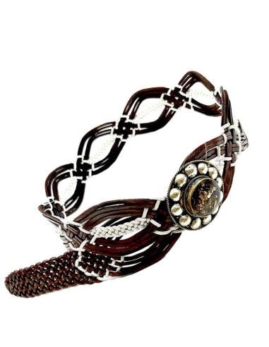 CINTURONES ORIGINALES PIEL MARRON QUE ENTREMEZCLA CUERO Y BLANCO