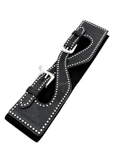 CINTURONES NEGROS ANCHOS CON ORIGINAL DECORACION DORADA