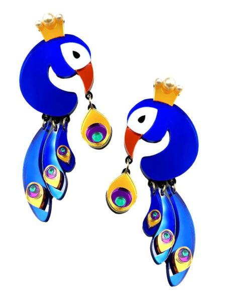 PENDIENTES ORIGINALES DE DISEÑO,MODELO: MAJESTUOSO PAVO REAL