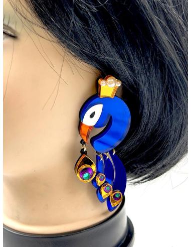 PENDIENTES ORIGINALES DE DISEÑO,MODELO: MAJESTUOSO PAVO REAL