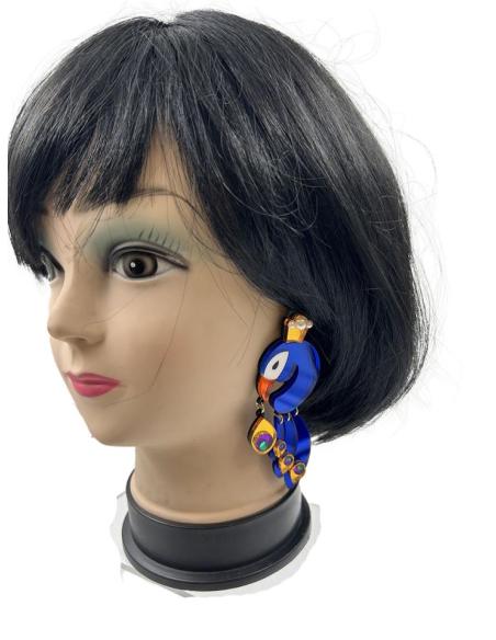 PENDIENTES ORIGINALES DE DISEÑO,MODELO: MAJESTUOSO PAVO REAL