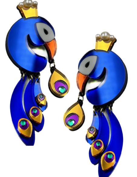 PENDIENTES ORIGINALES DE DISEÑO,MODELO: MAJESTUOSO PAVO REAL