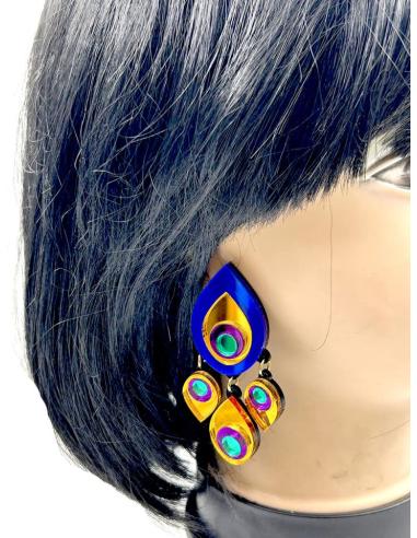 PENDIENTES ORIGINALES MADRID EL JARDIN DEL DESEO, COLA DE PAVO REAL
