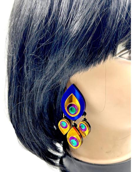 PENDIENTES ORIGINALES MADRID EL JARDIN DEL DESEO, COLA DE PAVO REAL