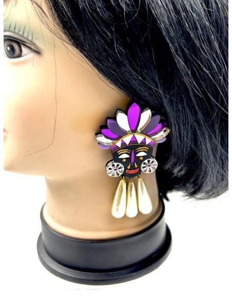 PENDIENTES DE DISEÑO PARA MUJER  EN MADRID, MASCARA AZTECA