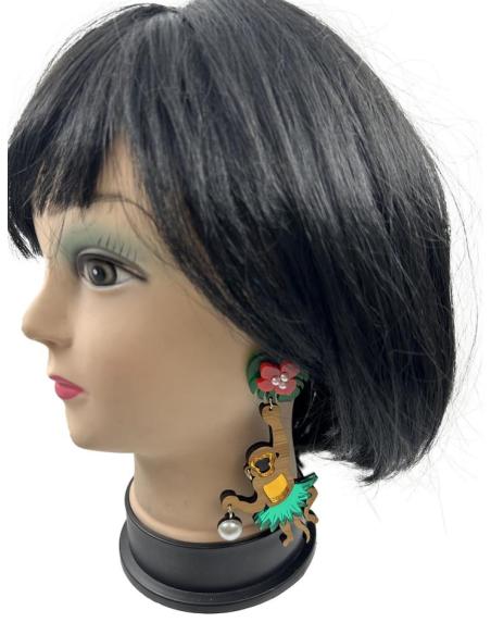 PENDIENTES DE DISEÑO EN MADRID, EL JARDIN DEL DESEO, INSPIRADOS EN LOS MONOS DE LA SELVA AMAZONICA.