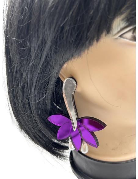 PENDIENTES DE DISEÑO PARA MUJER, MODELO DALIA PURPURA