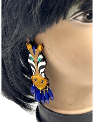 PENDIENTES ORIGINALES  Y DE DISEÑO PARA MUJER EN MADRID, MODELO CEBRA, EL JARDIN DEL DESEO