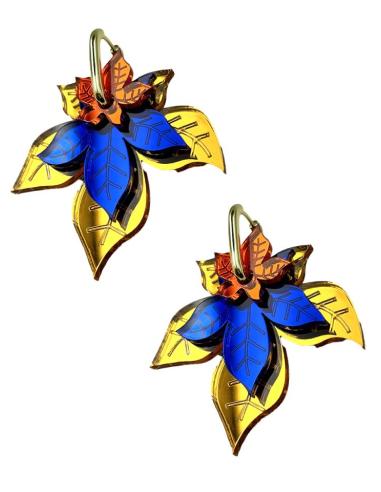 PENDIENTES DE DISEÑO PARA MUJER AUTO TRANSFORMABLE, ARO CON HOJAS