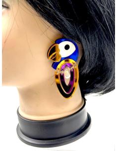 PENDIENTES MUJER ORIGINALES Y DE DISEÑO LORO AZUL