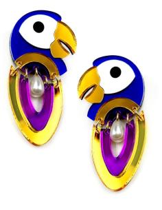 PENDIENTES MUJER ORIGINALES Y DE DISEÑO LORO AZUL 2