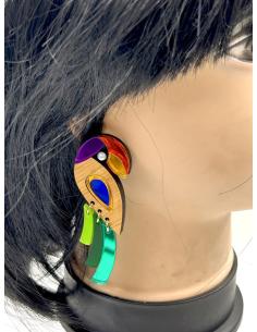 PENDIENTES LARGOS MUJER DE DISEÑO, MODELO  TUCAN, EL JARDIN DEL DESEO 2