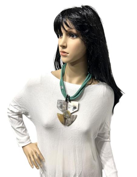COLLARES DE MUJER VERDES CON COLGANTE ASTA TRIBAL