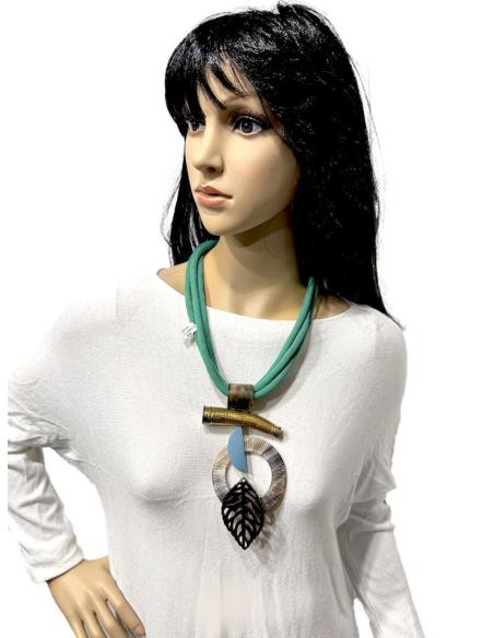 COLLARES DE MUJER VERDES CON COLGANTE ASTA TRIBAL