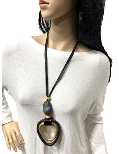 COLLARES MUJER NEGROS ORIGINALES CON COLGANTE ETNICO ASTA