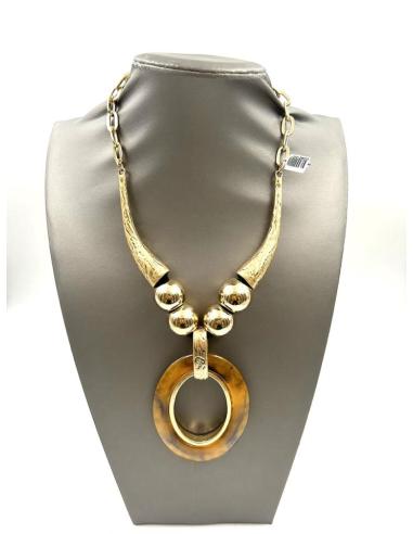 COLLARES DORADOS MUJER CON MEDALLON AMBAR MUY ORIGINAL