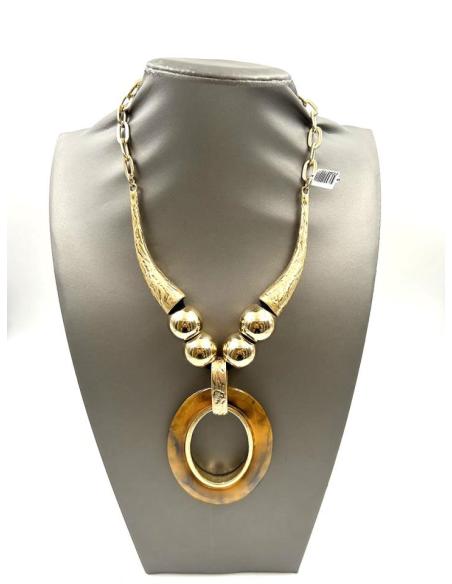 COLLARES DORADOS MUJER CON MEDALLON AMBAR MUY ORIGINAL