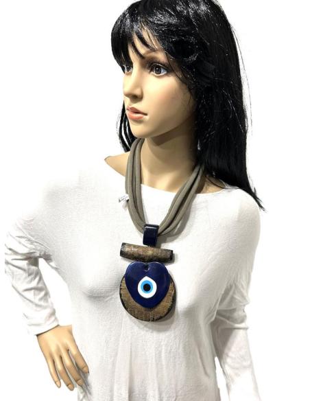 COLLARES MUJER ESTILO TRIBAL CON COLGANTE OJO DE LA SUERTE