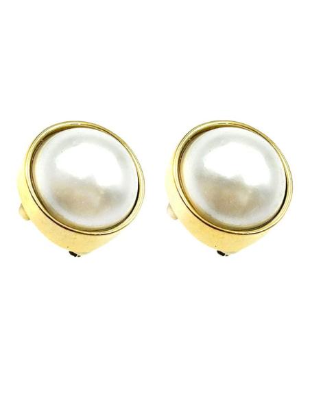 PENDIENTES MUJER DE CLIP CON PERLAS GRANDES DISEÑO VINTAGE