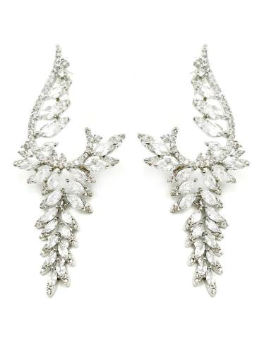 PENDIENTES BODA PLATEADOS LARGOS SOFISTICADO Y FAVORECEDOR