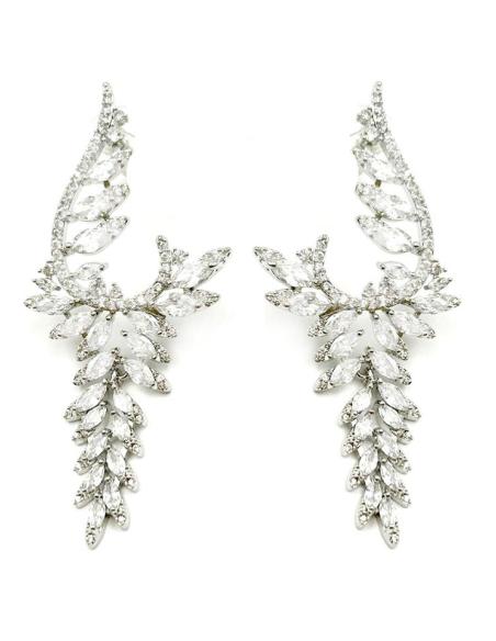 PENDIENTES BODA PLATEADOS LARGOS SOFISTICADO Y FAVORECEDOR